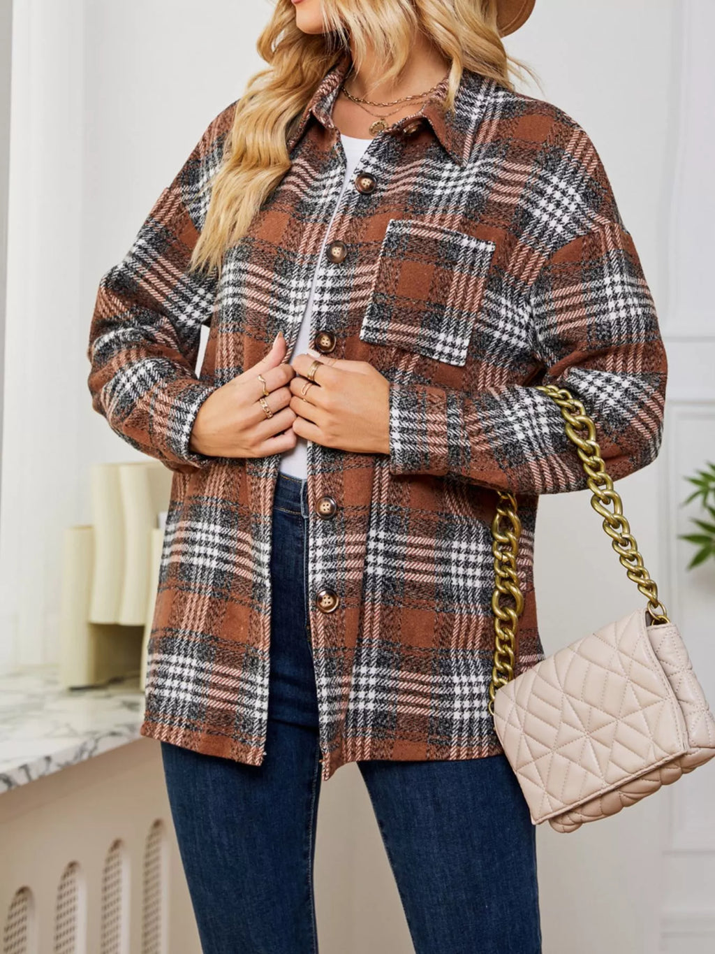 Plaid Button-Up Shirt