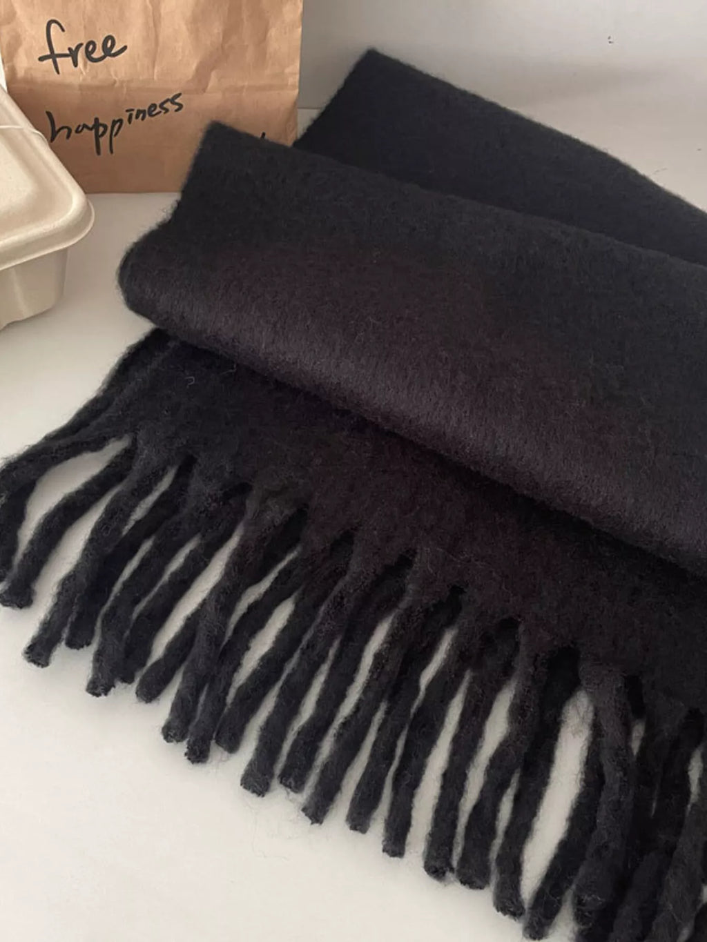 Solid Color Fringe Scarf