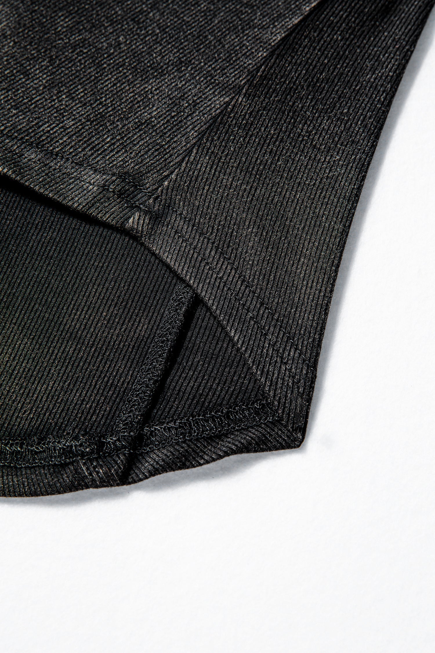 Black Exposed Seam Ribbed Long Sleeve Top