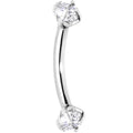 Clear Prong Set Gem Internally Threaded Eyebrow Ring