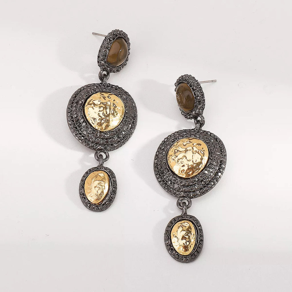 Vintage-Inspired Dangle Earrings with Gold Accents