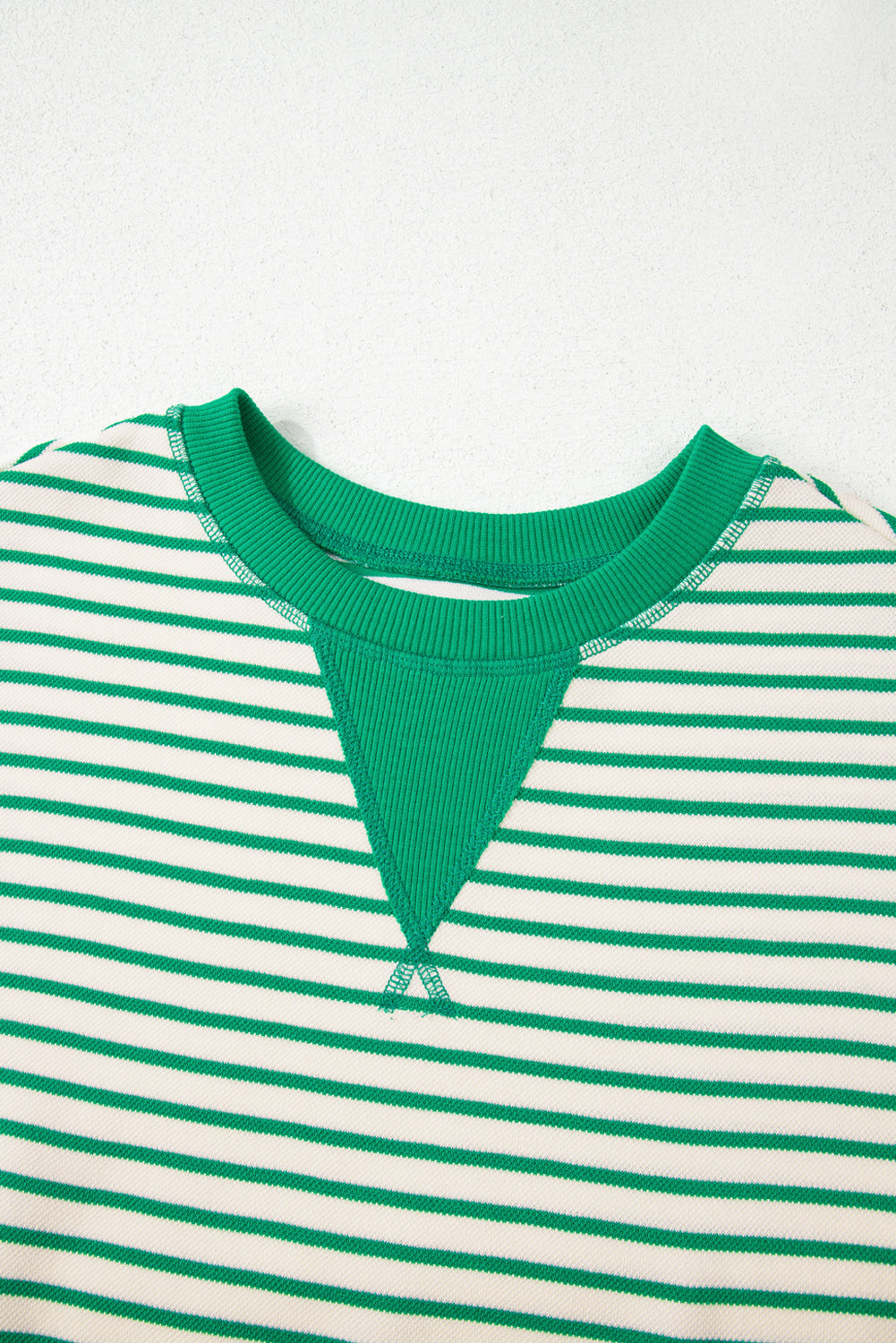 Parchment Striped Ruffle Sleeve Round Neck Top