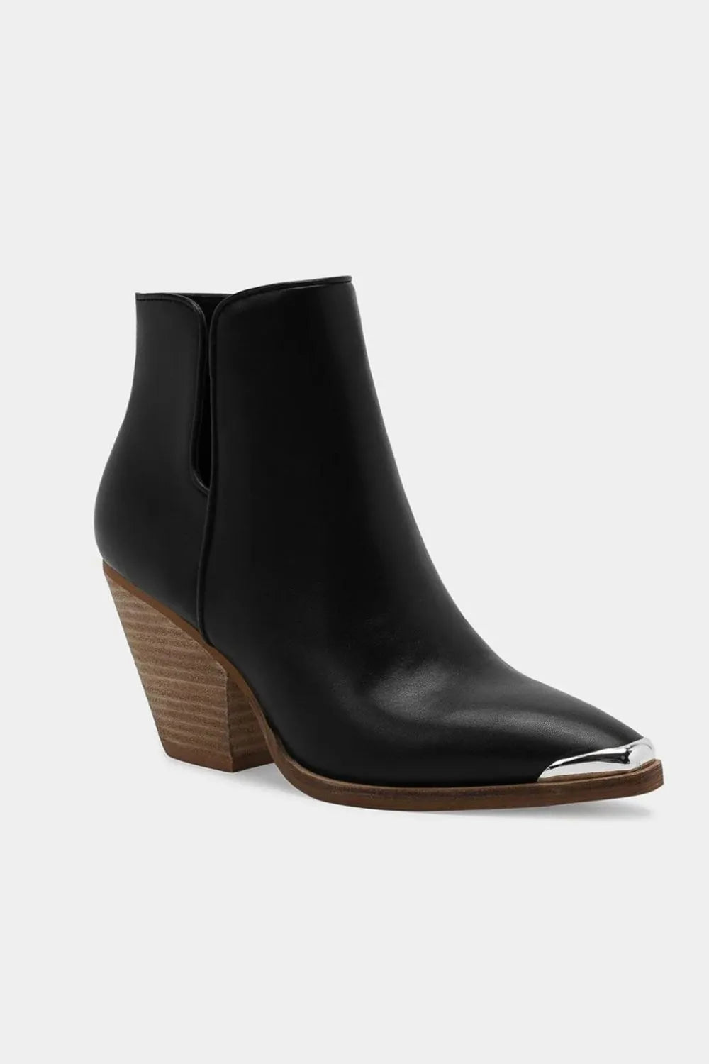 Fashion Pointed Metal-Tip Toe Block Heel Ankle Boots