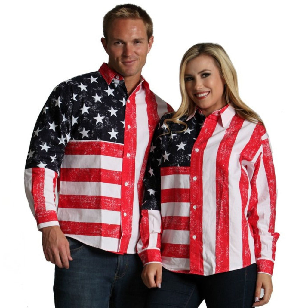American Flag Print Unisex long Sleeves Shirt - 167201