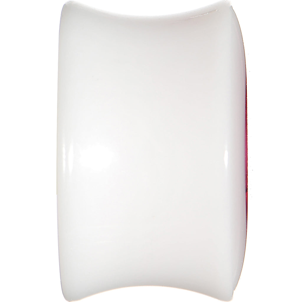 5/8 White Acrylic Pink Metallic Rose Flower Plug