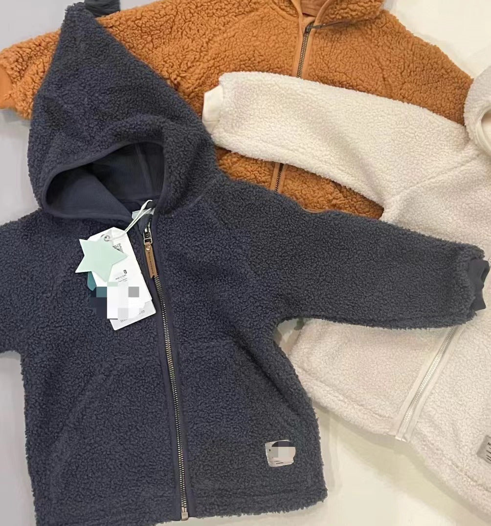 Nordic Style Kids Fleece Jacket - Autumn Winter Warm Zip Up Outerwear for Boys and Girls Soft Polar Fleece Coat