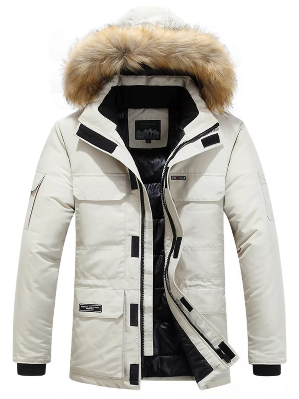 Men's Plus Size Fur Hooded Warm Winter Parka Coat