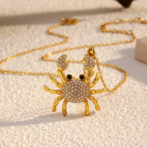 18K Gold-Plated Crab Pendant Necklace