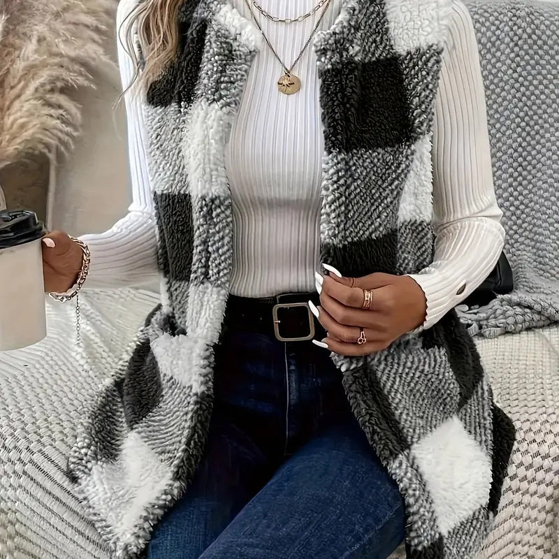 Women's Thick Wool Sleeveless Vest – Warm Winter Gilet Jacket