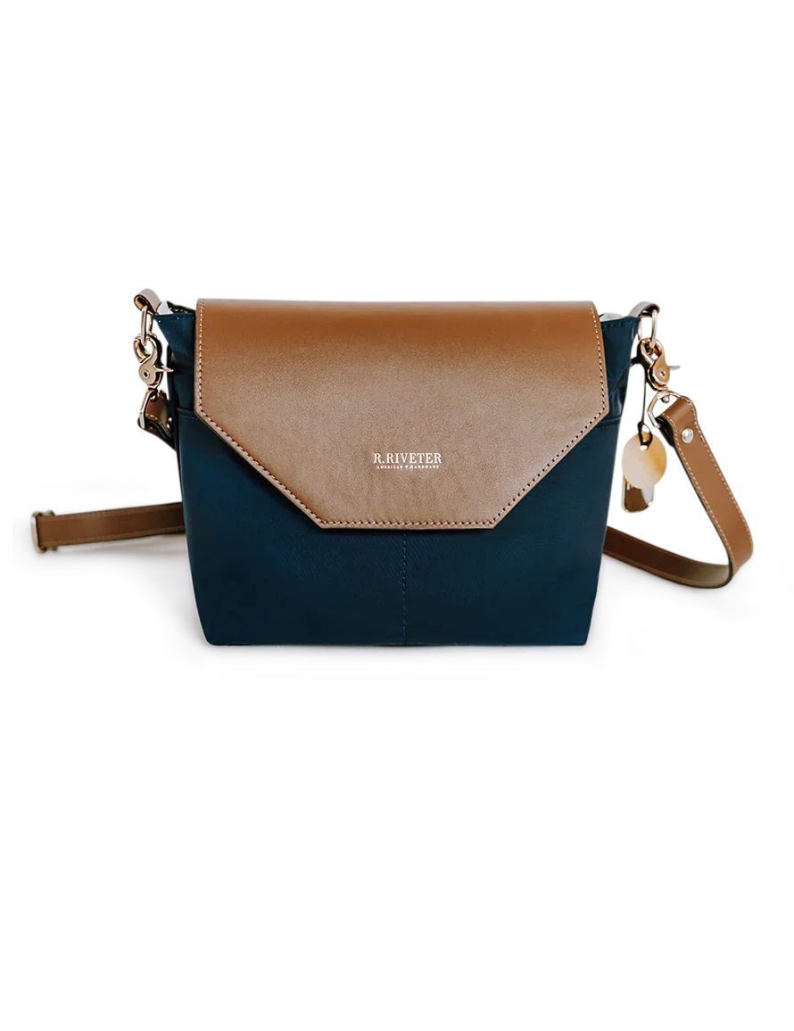 Hobby | Navy Nylon + Brown Leather