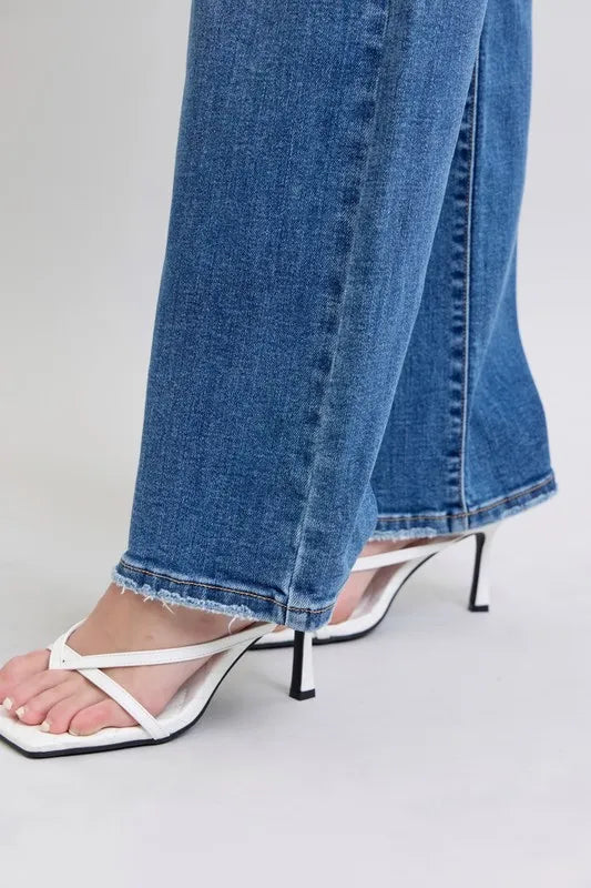 Full Size High Waist V-Front Vintage Wash Straight Jeans Plus Size