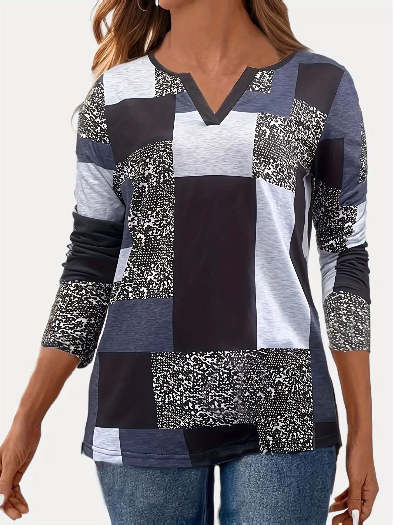 Notched Long Sleeve T-Shirt