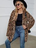 Fuzzy Leopard Print Hoodie Jacket