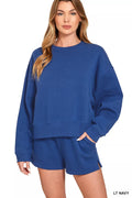 I am a Fashion Junky Fleece Round Neck Sweatshirt and Shorts Set