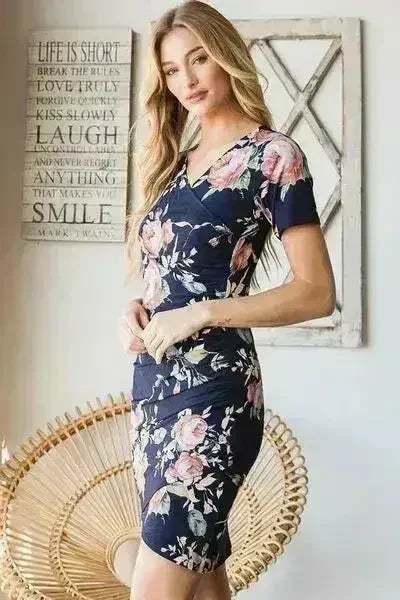 Ruched Floral Mini Dress – Vibrant Plus-Size Summer Style