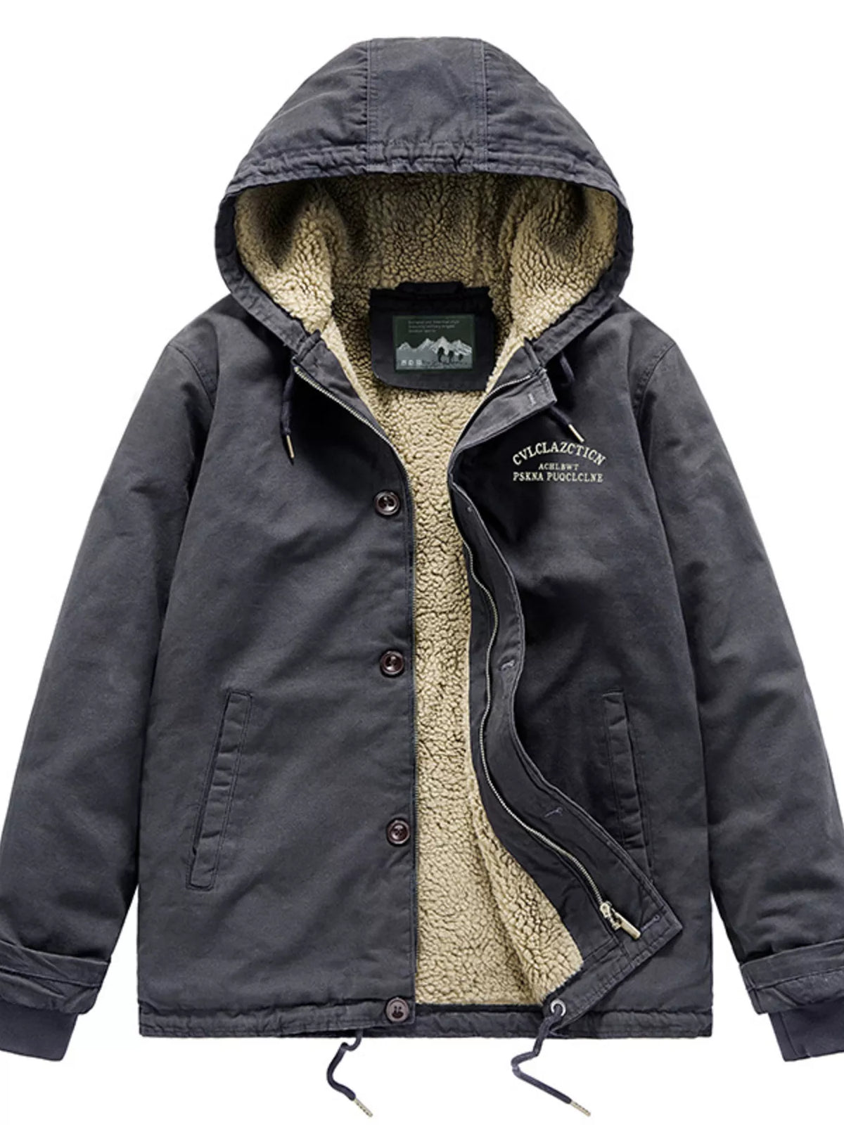 Men's Plus Size Sherpa Lined Hooded Winter Jacket