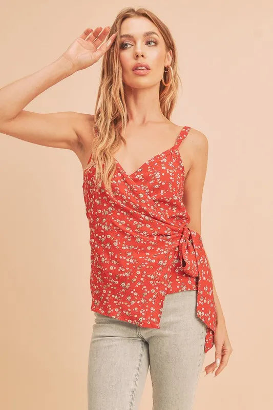 Ditsy Floral Surplice Adjustable Straps Cami