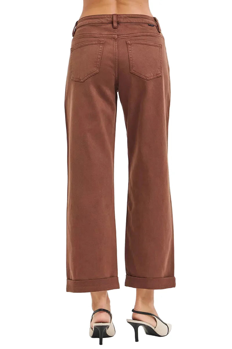 RISEN Full Size Tummy Control Mid Rise Ankle Barrel Baggy Plus Size