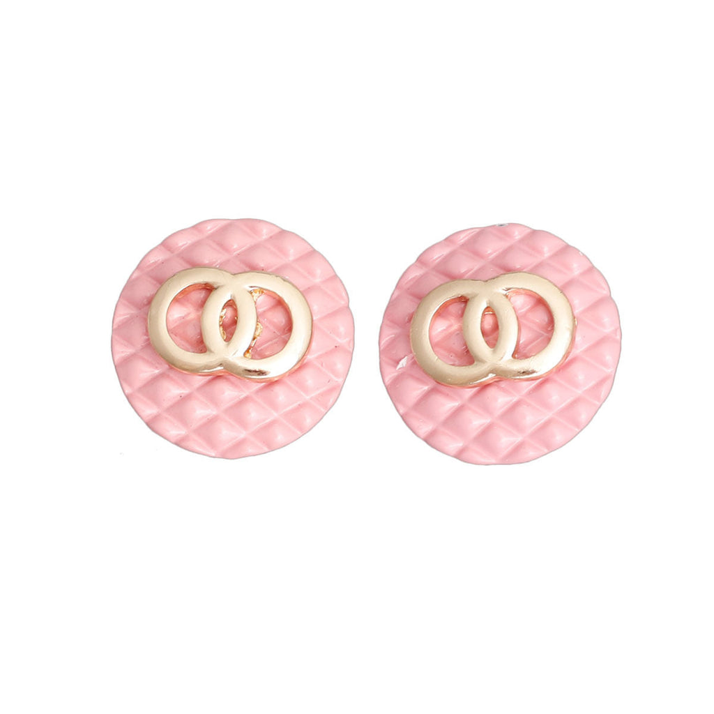 Quilted Stud Earrings in Pink – Stylish Statement Jewelry