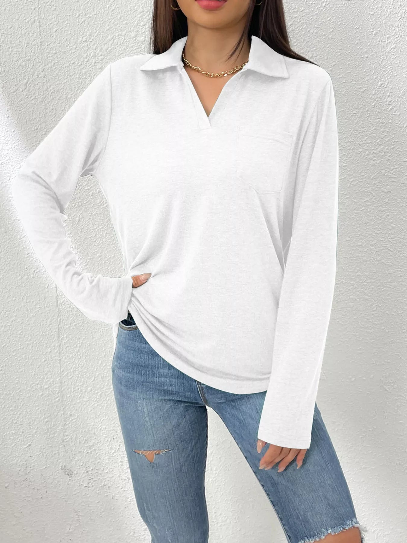 Casual Long Sleeve Polo T-Shirt