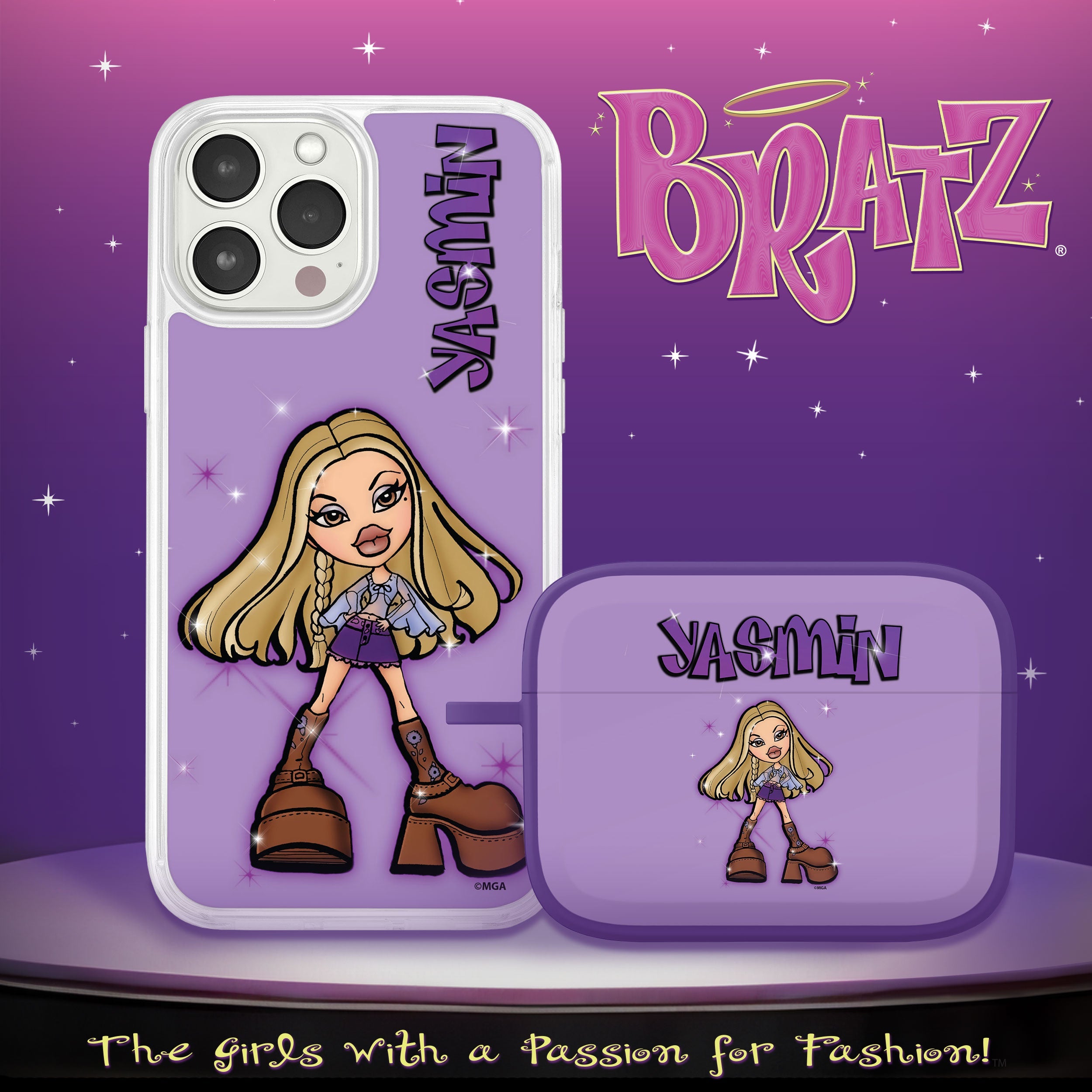 Bratz® Passion For Fashion HD Apple iPhone 12 Mag-Safe Phone Case and AirPods Pro Combo Package