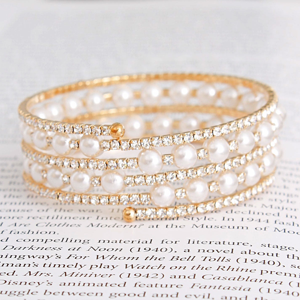 Pearl Memory Bracelet 5 Row Gold Stylish Layered Jewelry