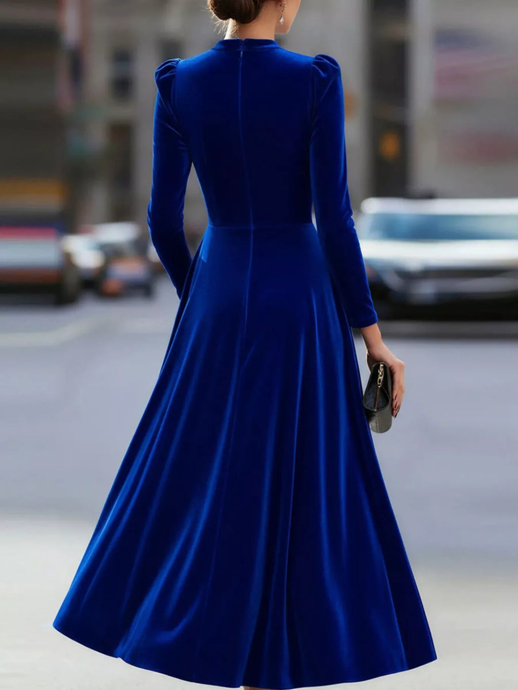 Velvet Long Sleeve A-Line Dress