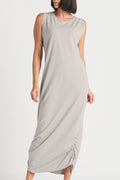 Cotton Lycra Ruched Tank Dress - Titanium