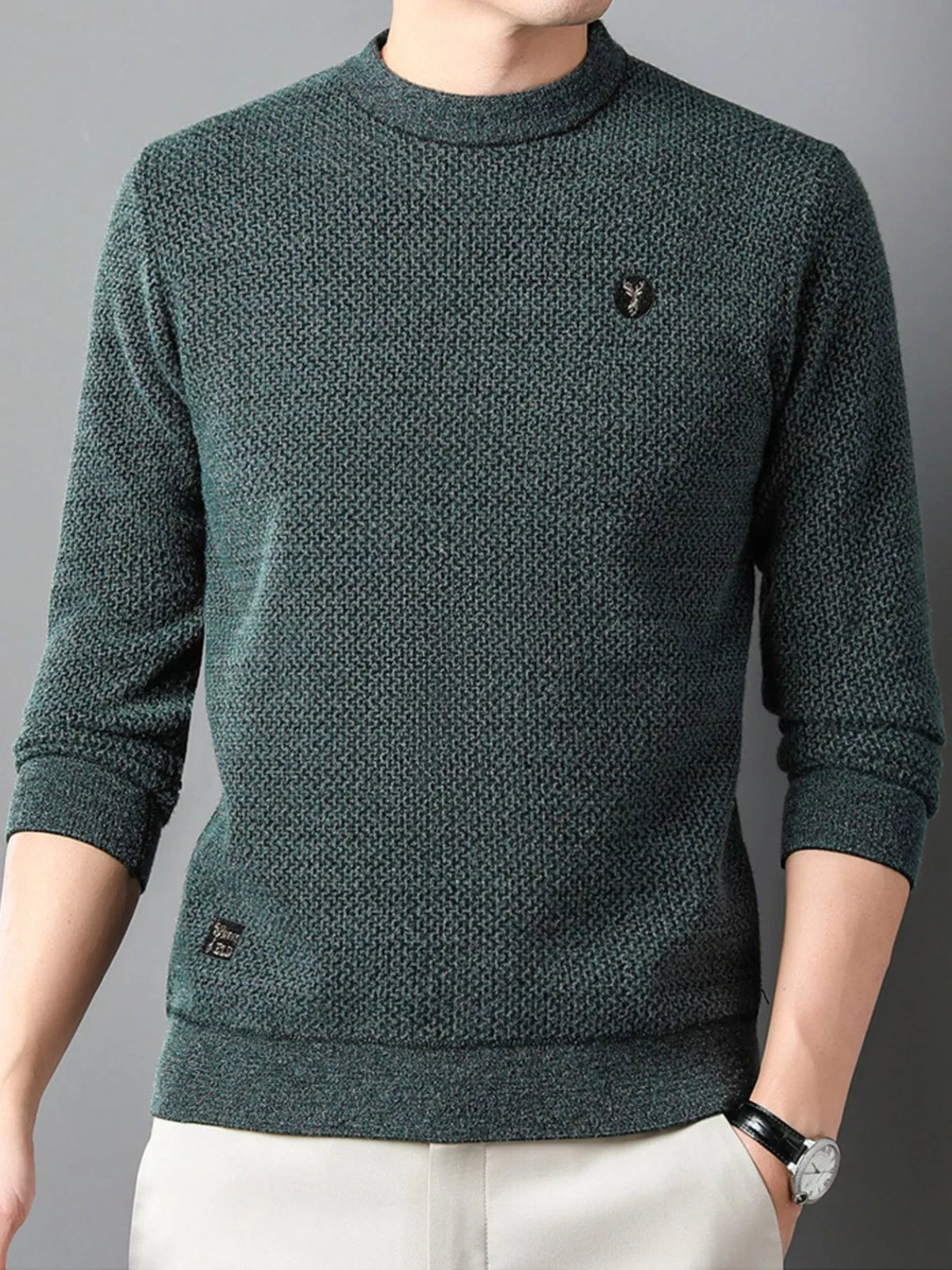 Men's Plus Size Textured Knit Mock Neck Sweater