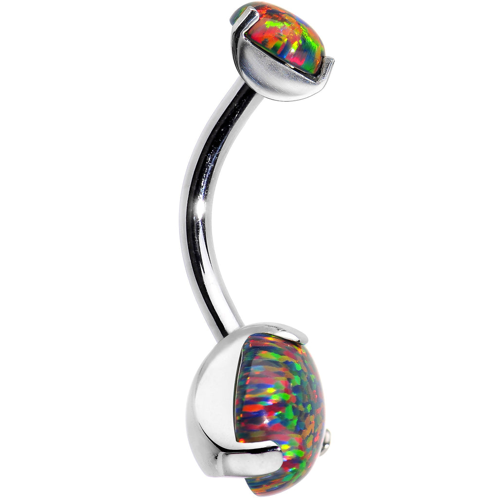 Double Black Synthetic Opal Internally Threaded Belly Ring 7/16