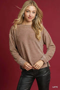 Round Neck Long Sleeve Side Slit Top