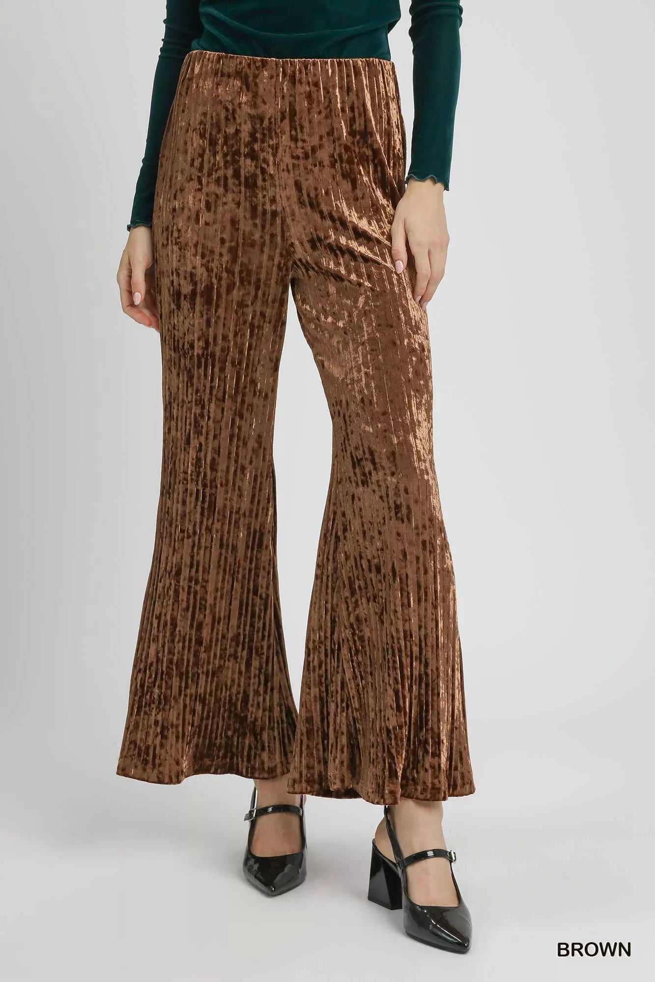 Velvet Pleated Wide Leg Pants