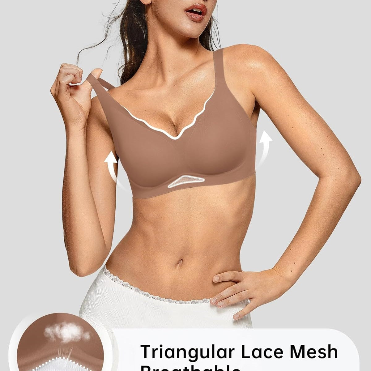 Wireless Scalloped Push-Up Bra, No Underwire