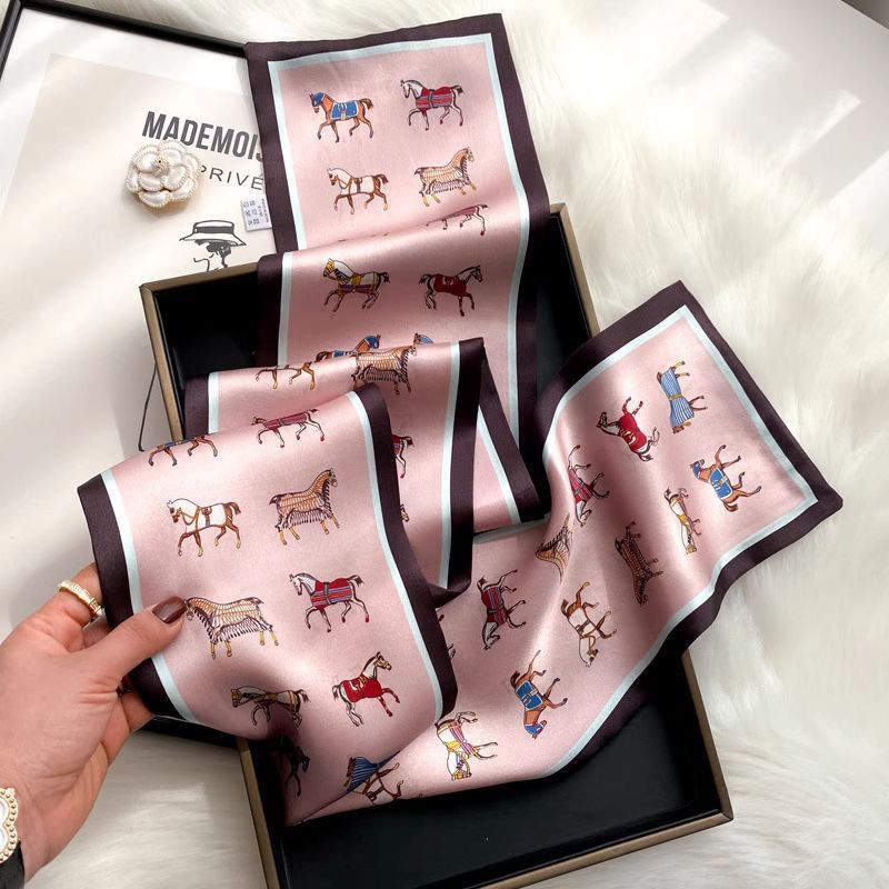 Floral-print Neck Scarf Springsummer Silk Scarf