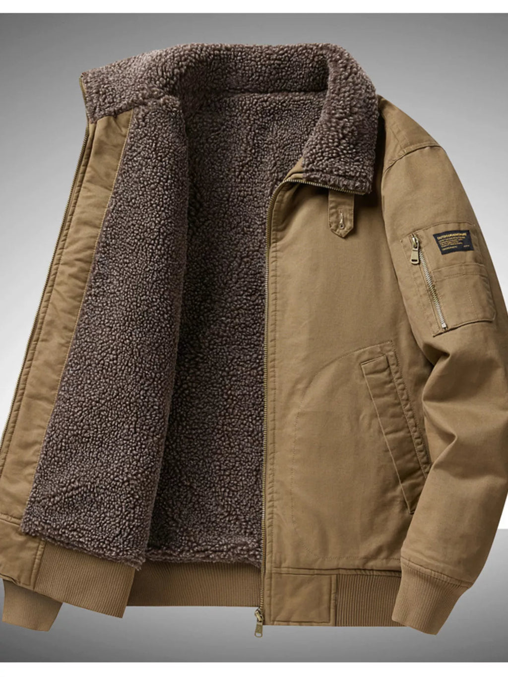 Men's Plus Size Winter Sherpa Lined Bomber Jacket