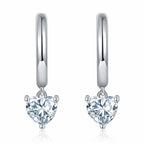 S925 Sterling Silver 5x5mm Heart Shaped Moissanite Hoop Earrings  Platinum Plated Dangle Earrings With GRA Certificate Romantic Jewelry Gift Box Set For Women