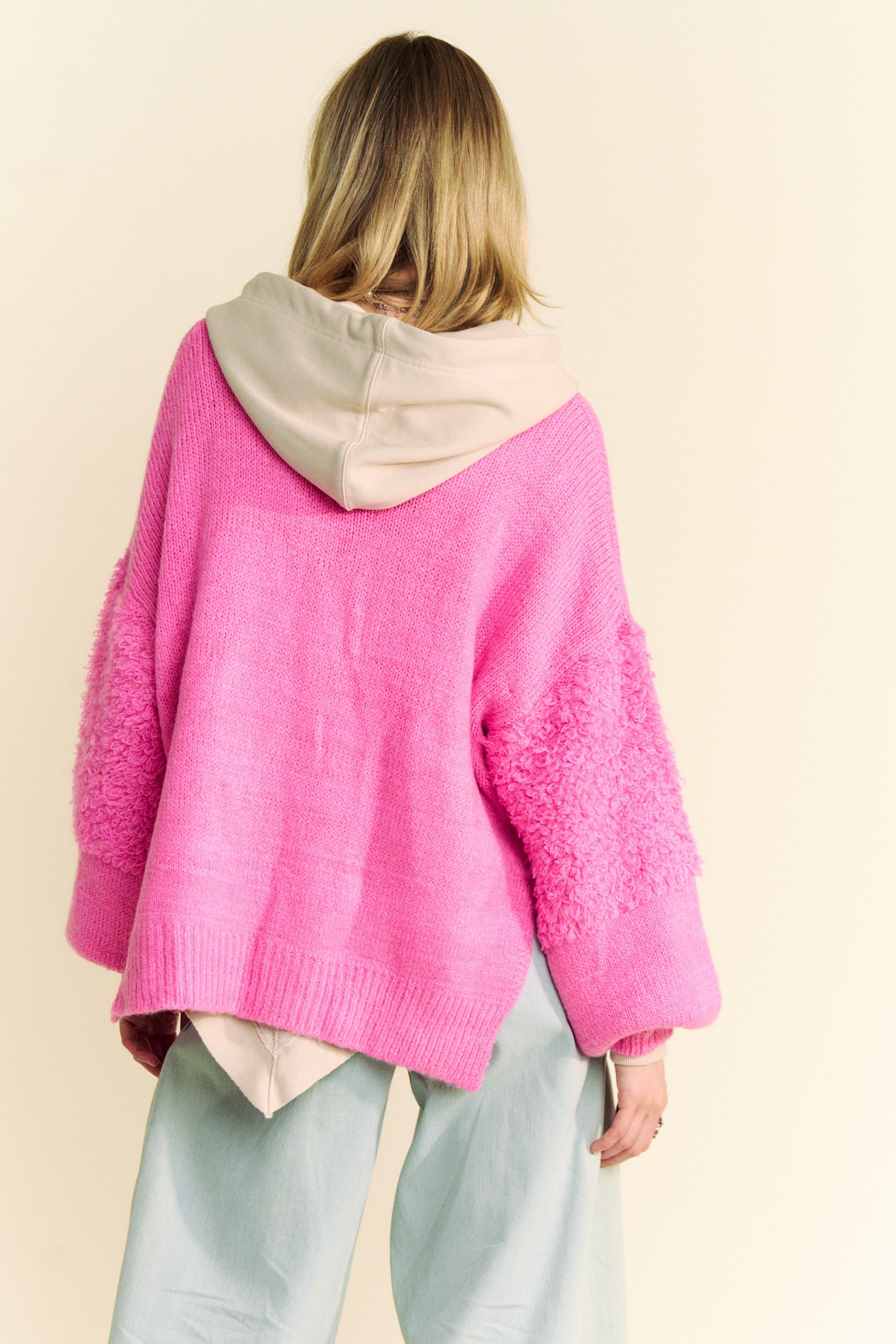 Back To School Sweater - Davi & Dani Side Slit Open Front Long Sleeve Cardigan