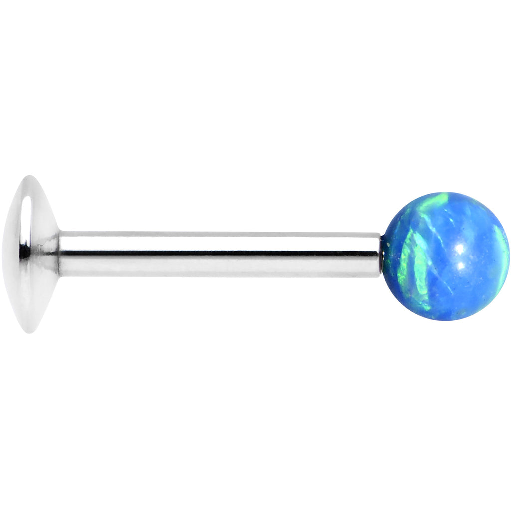 5/16 Steel 3mm Synthetic Blue Opal Internally Threaded Tragus Earring