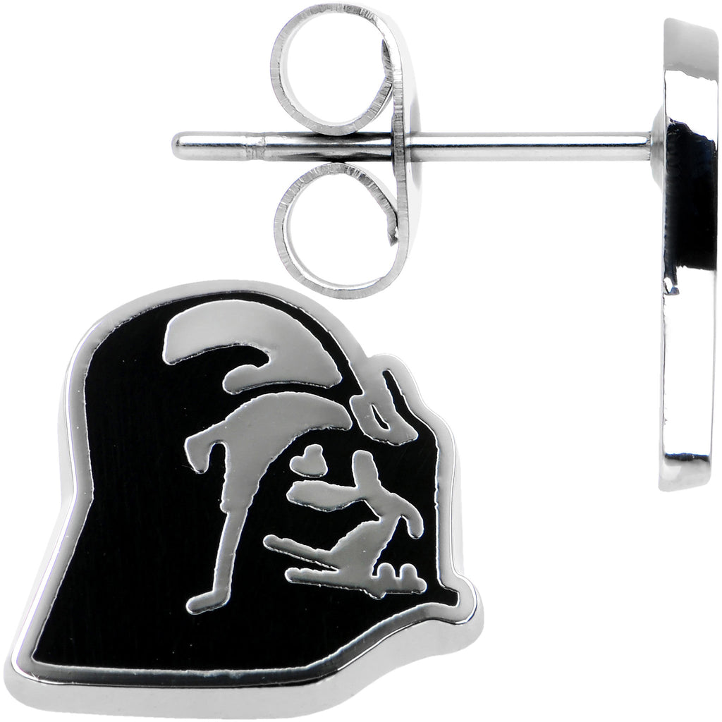 Officially Licensed Steel Star Wars Darth Vader Stud Earrings
