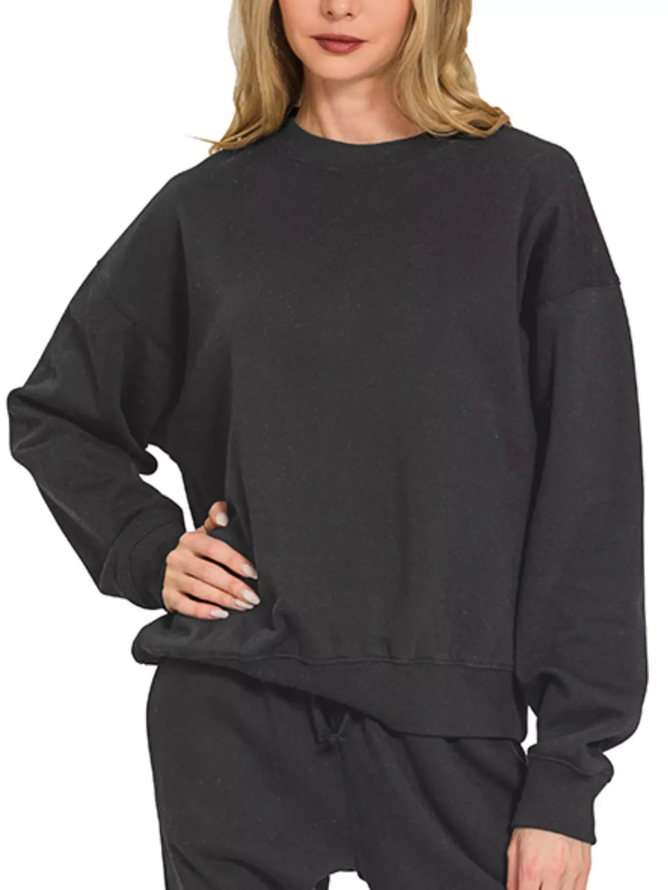 Zenana Fleece Long Sleeve Pullover & Jogger Set