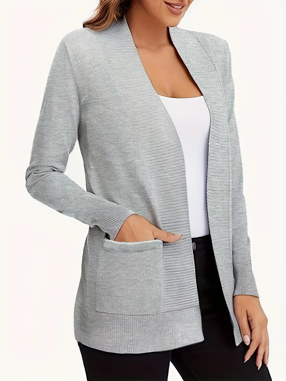 Open Front Long Sleeve Sweater Cardigan
