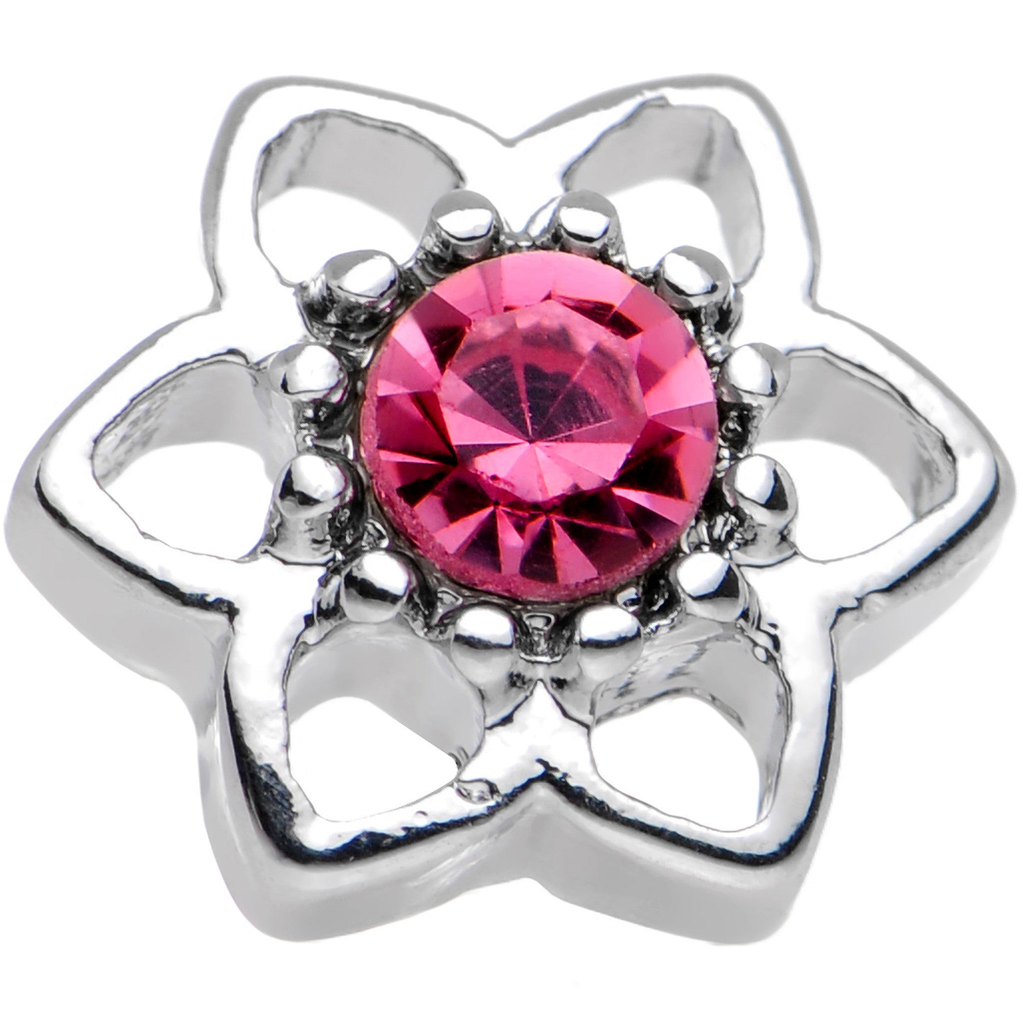 16G 7mm Pink Gem Petaled Flower Cartilage Earring