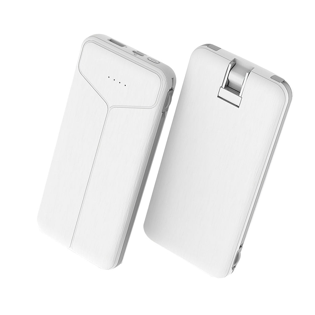 10000mAh Power Bank Portable Charger with US Plug 2 Built-in Cables External Battery Pack with 4 Ouputs 3 Inputs Fit For IOS Phone 14 Android And More