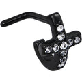 18G Clear Gem Black PVD Cross Faux Hoop L Shaped Nose Ring