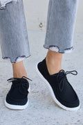 Flat Round Toe Lace-Up Sneakers