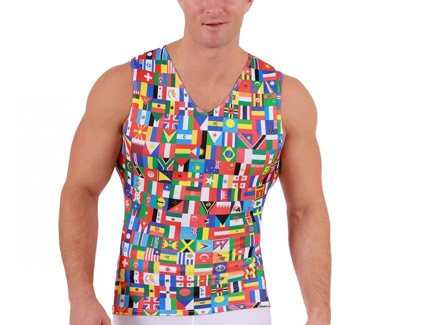 Insta Slim I.S.Pro USA Big & Tall Flags Activewear Sleeveless V- Neck 5VAT0N1BT
