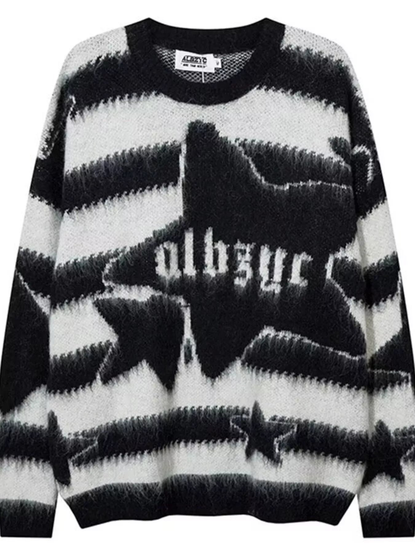 Men's Star Pattern Striped Knit Sweater