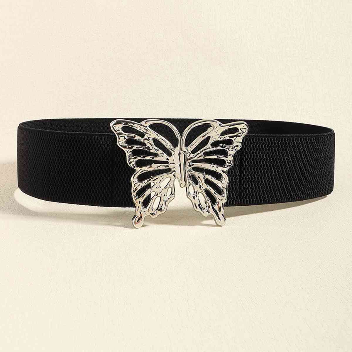 Butterfly Alloy Buckle Elastic Belt See size chart under “more details”