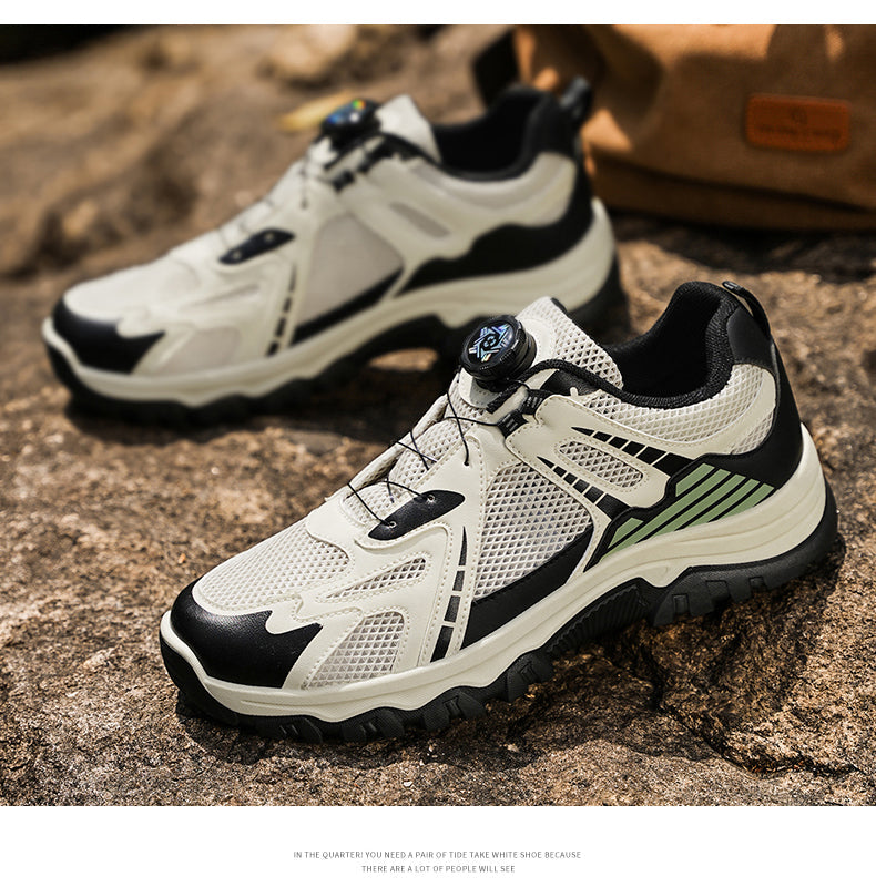 Men's Summer Hiking Shoes, New Breathable Hollow Mesh Sneakers, Non-slip Wear-resistant Casual Dad Shoes For Men