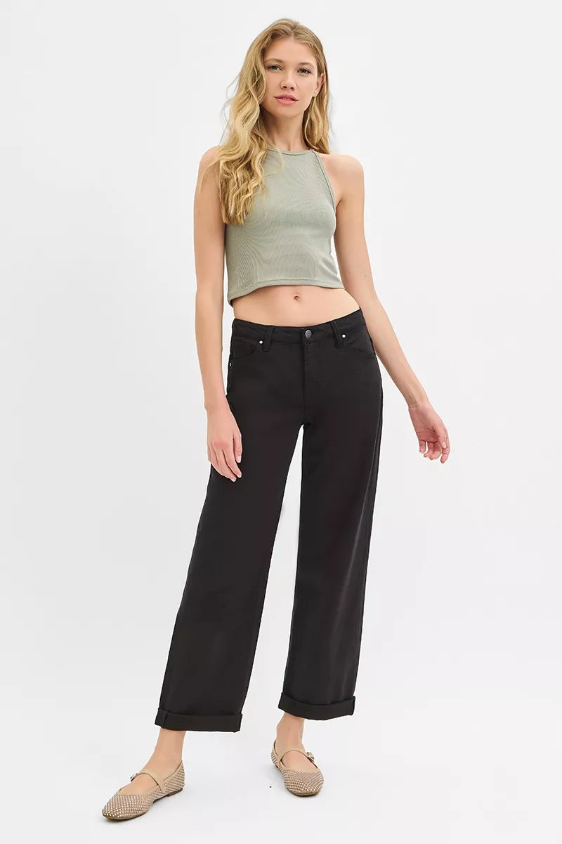 Tummy Control Mid Rise Ankle Barrel Relaxed Baggy